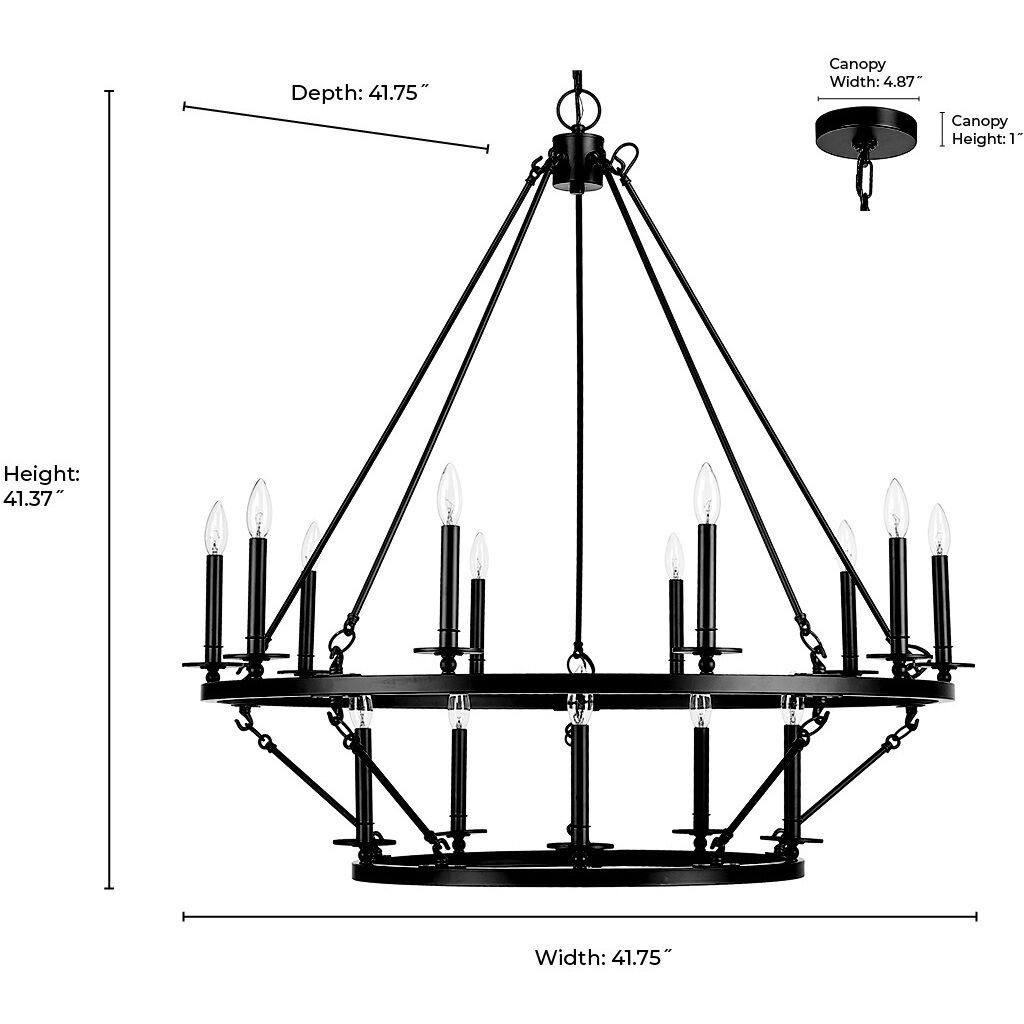 Florence 15 Light 41.75 inch Matte Black Chandelier Ceiling Light